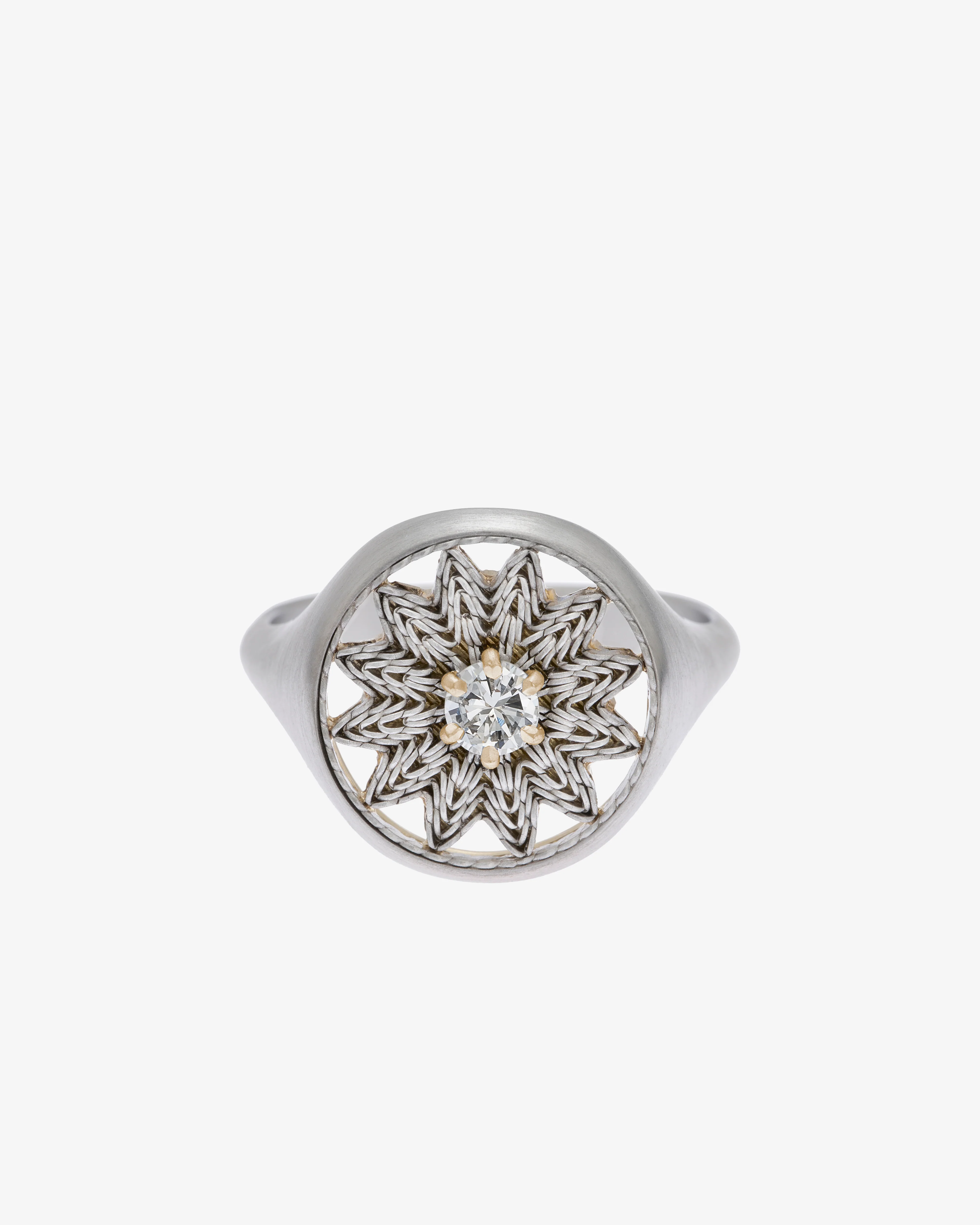 Nikolle Radi - Women's Flower Seal Ring - (Yellow Gold/Platinum)