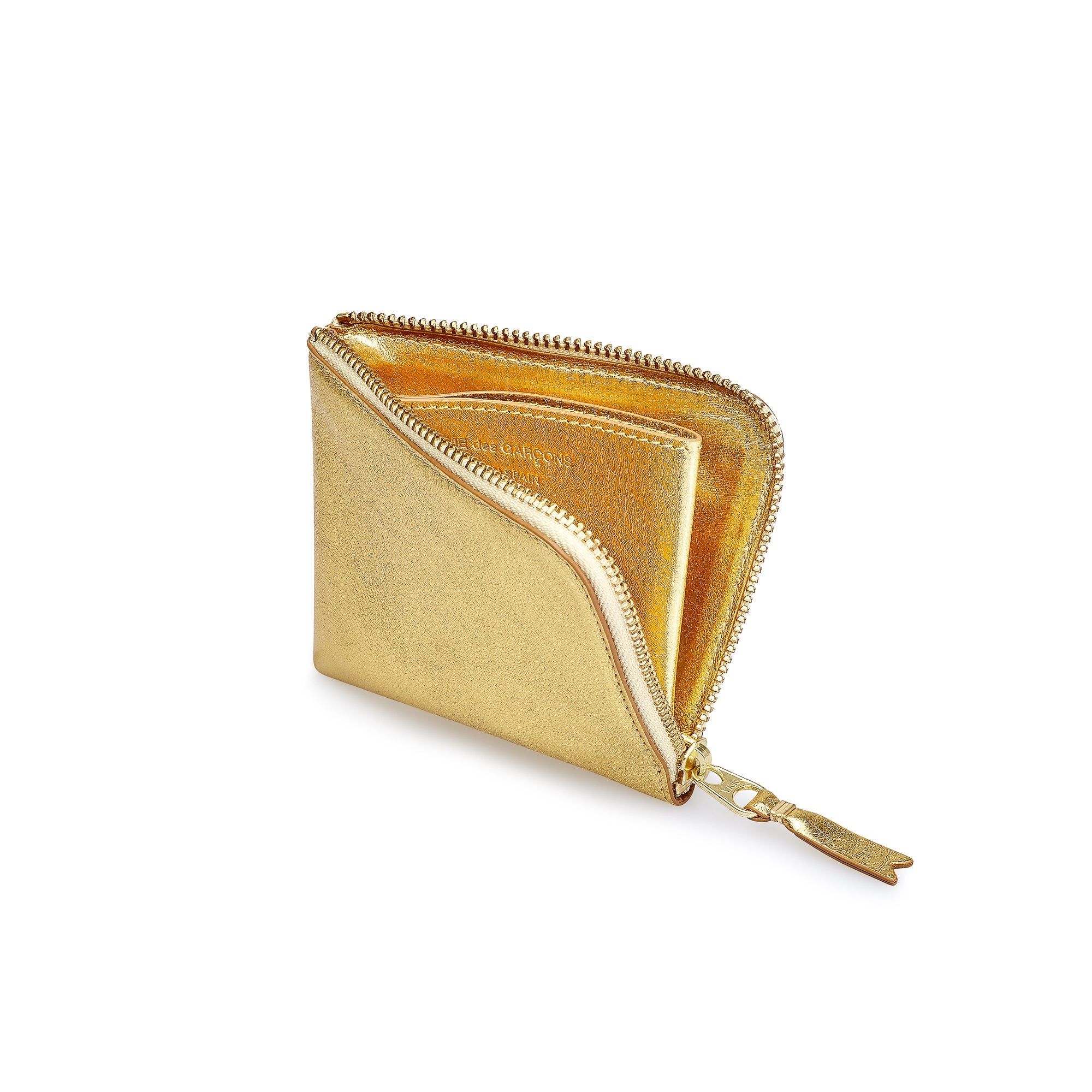 CDG Wallet - Leather Zip Around Wallet - (Gold SA3100G)