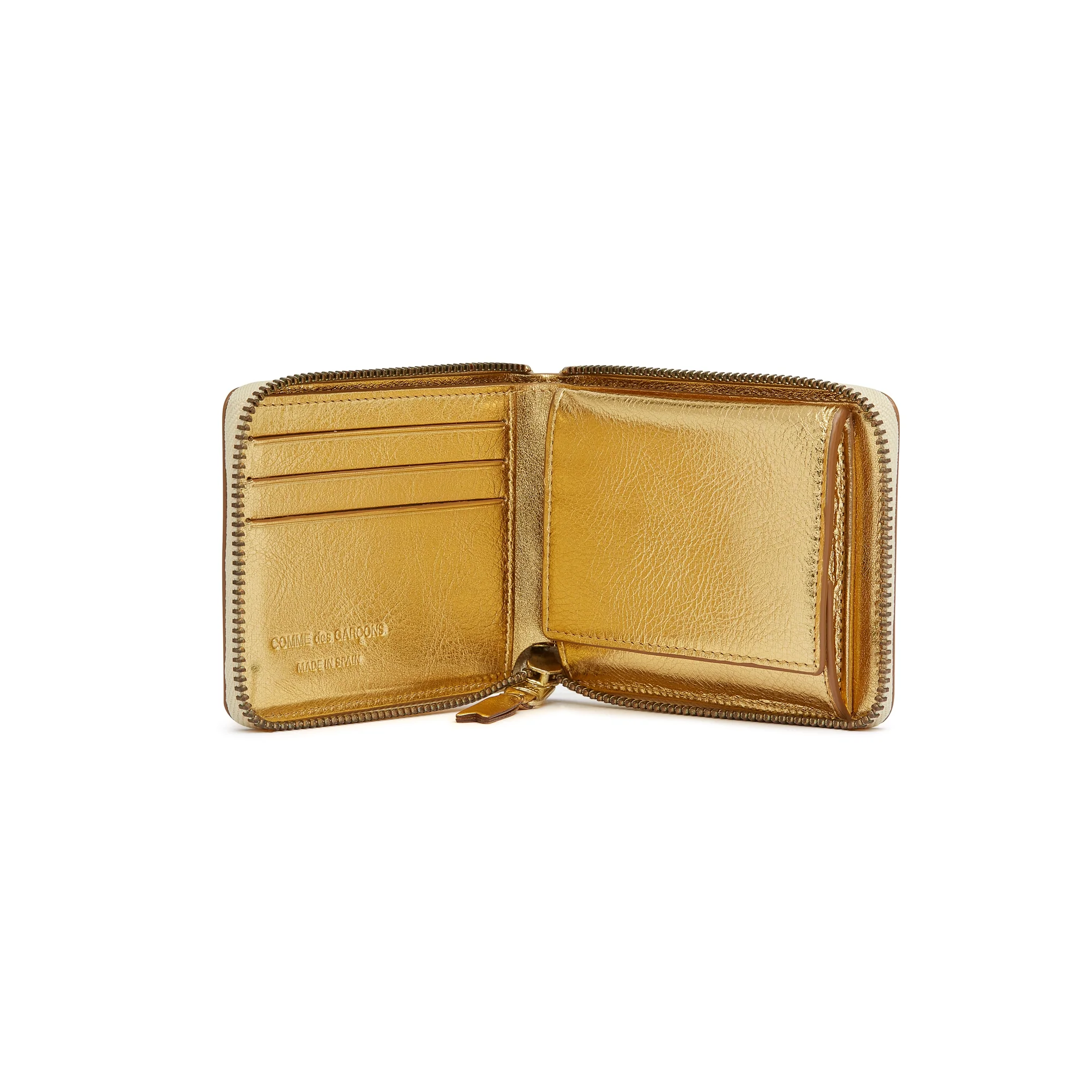 CDG Wallet - Leather Full Zip Around Wallet - (Gold SA7100G)