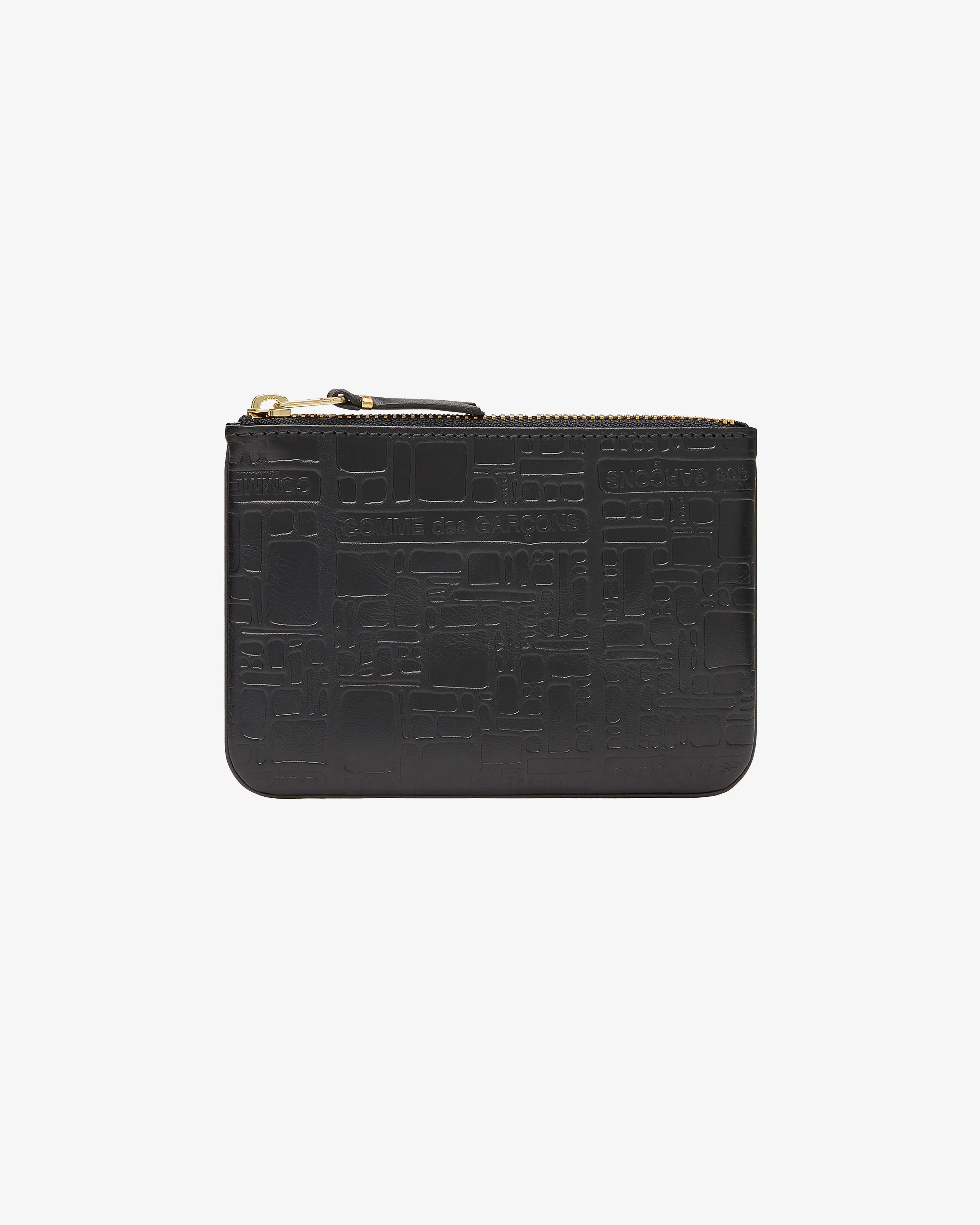 CDG Wallet - Embossed Logo Zip Pouch - (Black SA8100EL)