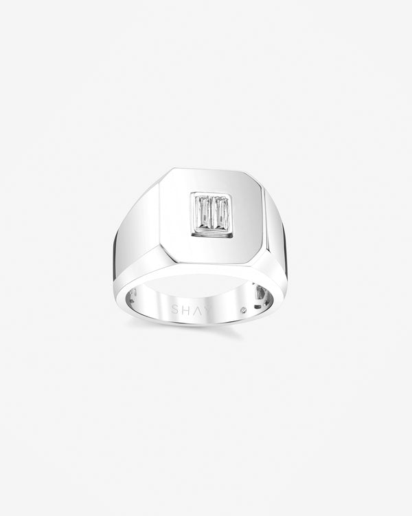 Shay - Women
s Baguette Signet Ring - (White Gold)