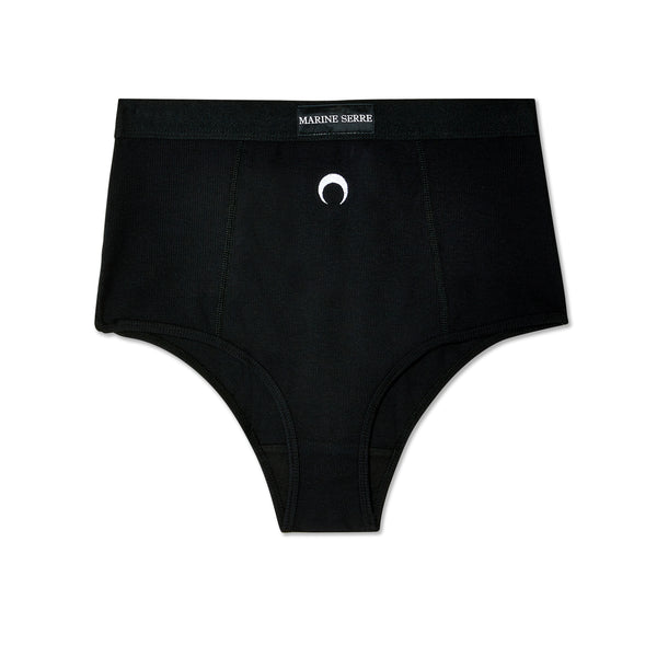 Marine Serre - Women
s Ribbed Cotton Branded Panties - (Black)