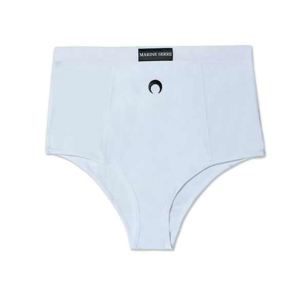 Marine Serre - Women
s Ribbed Cotton Branded Panties - (White)