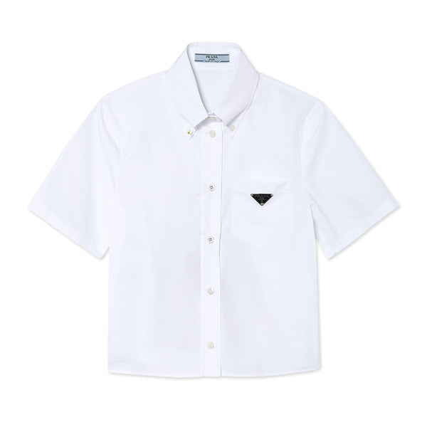 Prada - Women’s Logo Plaque Cropped Shirt - (White)