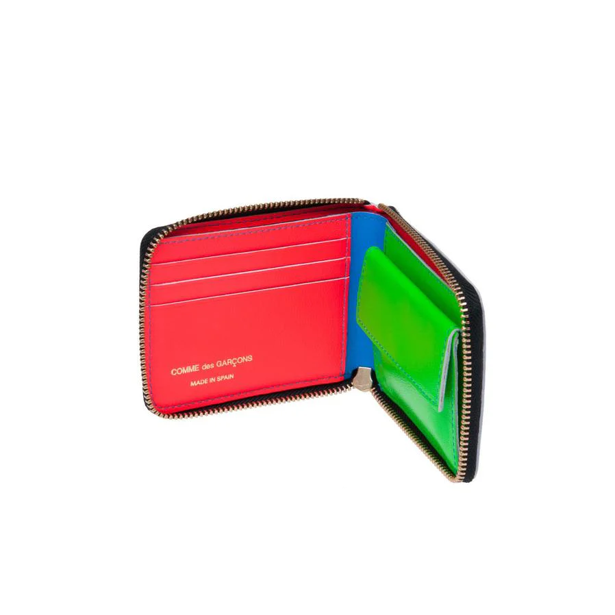 CDG Wallet - Super Fluo Full Zip Around Wallet - (Blue SA7100SF)