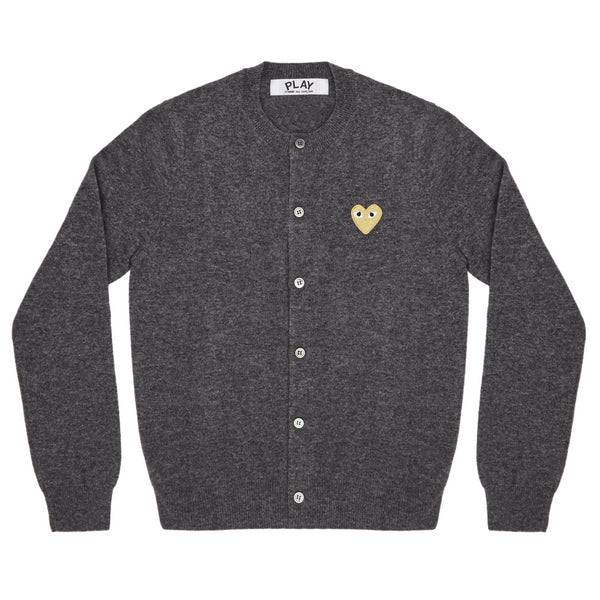 Play Comme des Garçons - Gold Heart Ladies’ Cardigan - (Mid Grey)