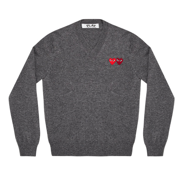 Play Comme des Garçons - Double Heart Sweater - (Grey)