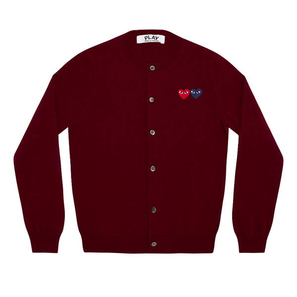 Play Comme des Garçons - Double Heart Ladies’ Cardigan - (Burgundy)