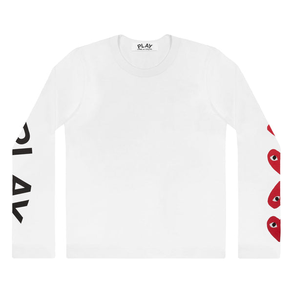 Play Comme des Garçons - 4 Heart Long Sleeve - (White)