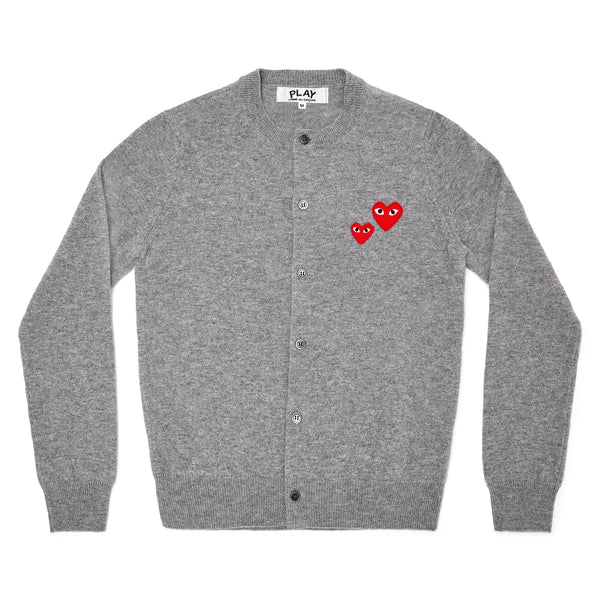 Play Comme des Garçons - Ladies’ Cardigan Double Heart - (Grey)