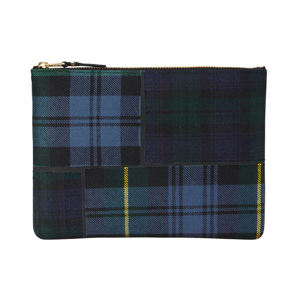 CDG Wallet - Tartan Patchwork Large Zip Pouch - (Green SA5100)