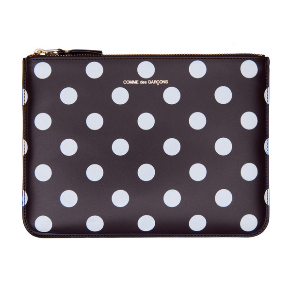 CDG Wallet - Polka Dot Printed Zip Pouch - (Brown SA5100PD)