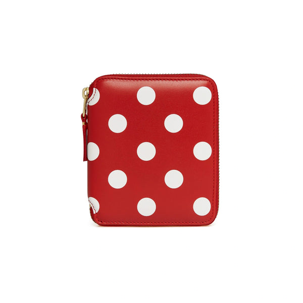 CDG Wallet - Polka Dots Printed Full Zip Around Wallet - (Red SA2100PD)