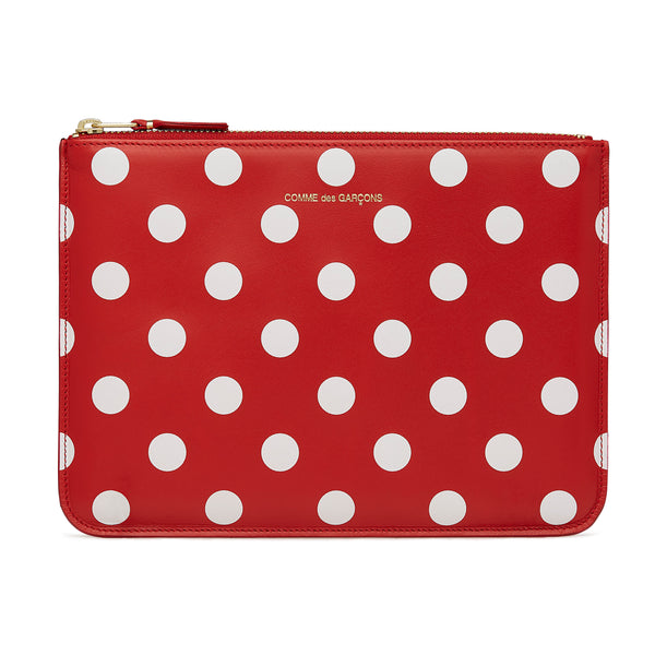 CDG Wallet - Wallet Polka Dot Printed Zip Pouch - (Red SA5100PD)