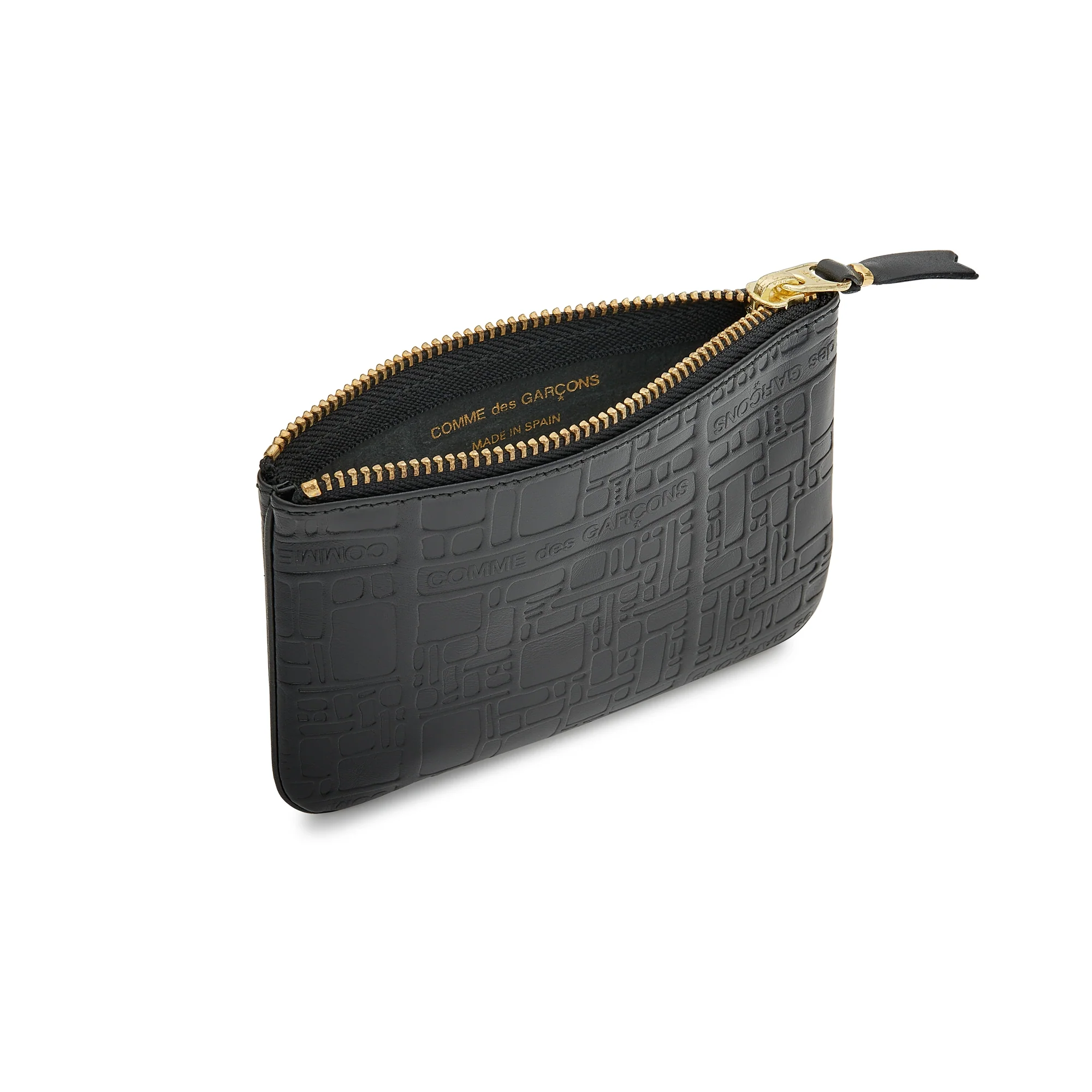 CDG Wallet - Embossed Logo Zip Pouch - (Black SA8100EL)